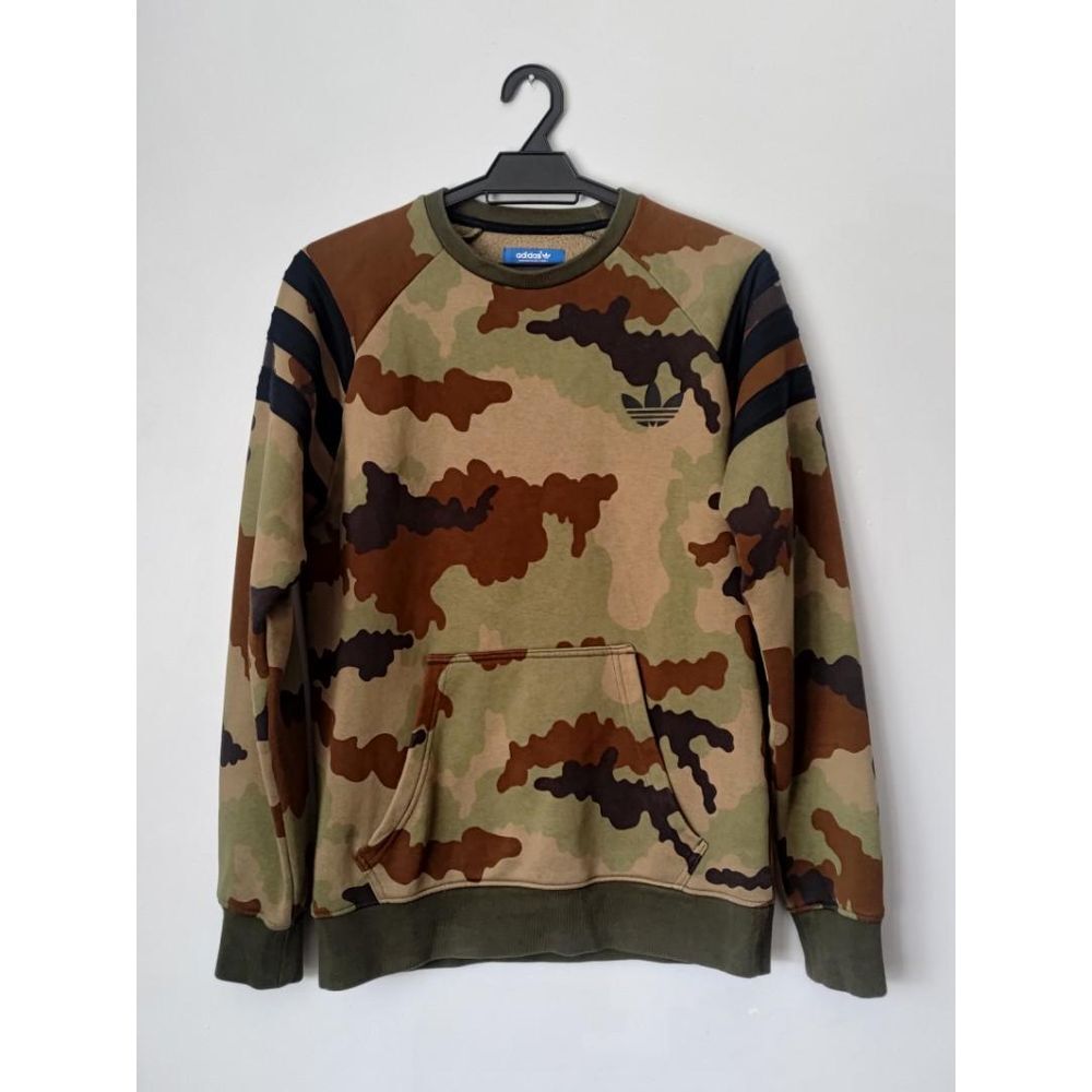Adidas Men's Camouflage Crewneck Pullover Long‎ Sleeve Sweatshirt W/Pockets S